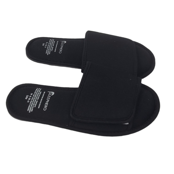 NEW Sleephero Black Velcro slippers‎ Small/Medium - Picture 1 of 4